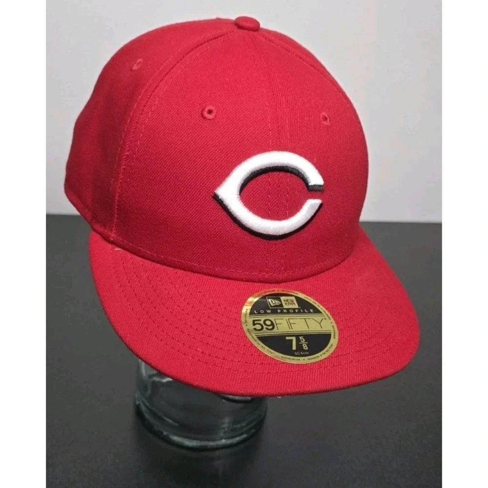 Cincinnati Reds New Era 59Fifty Baseball Cap Fitted Hat Red 7 5/8 MLB‎ Sport